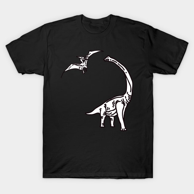 Flying pterodactyl and brachiosaurus T-Shirt by Onceer